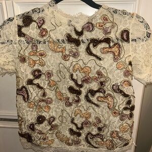 Zara Cream Floral Lace Blouse